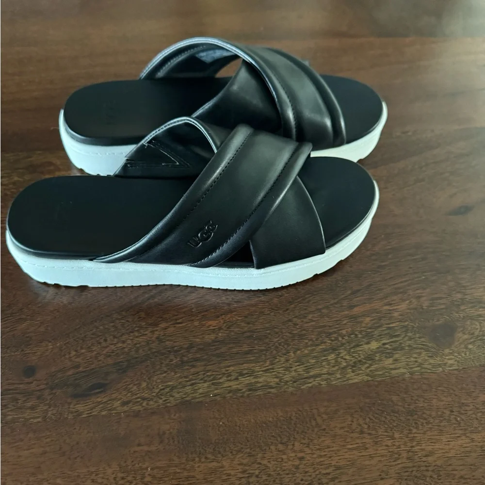 UGG Black Criss-Cross Slide Sandals - Picture 5 of 8